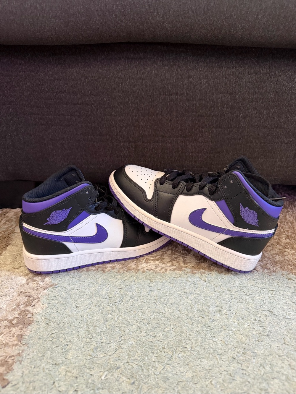 Nike Jordan Black, White & Purple High-Top Sneakers